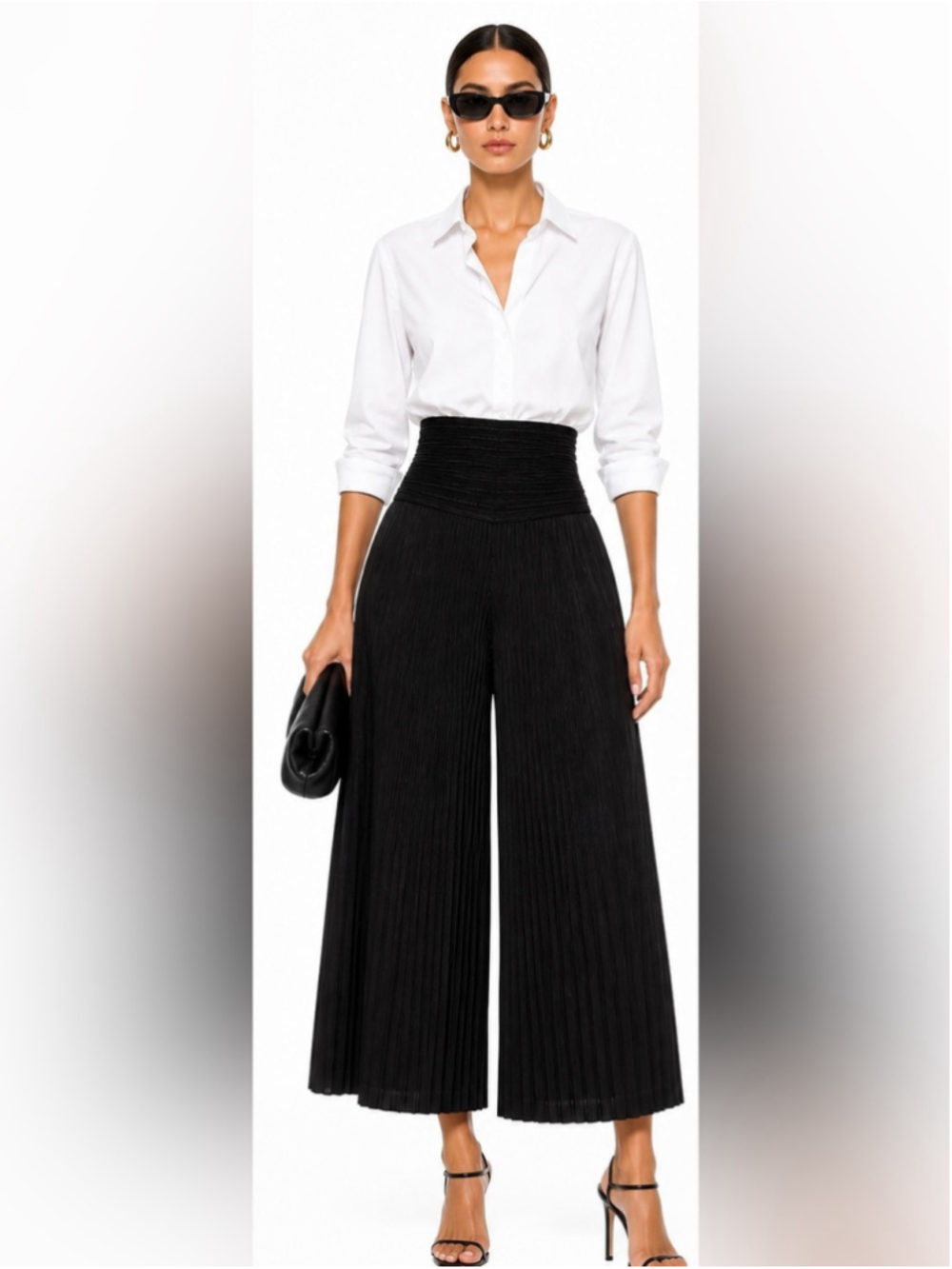 Vivian Shyu Pleated Wide Leg Culotte Pants Sculptural High Waist Minimalist